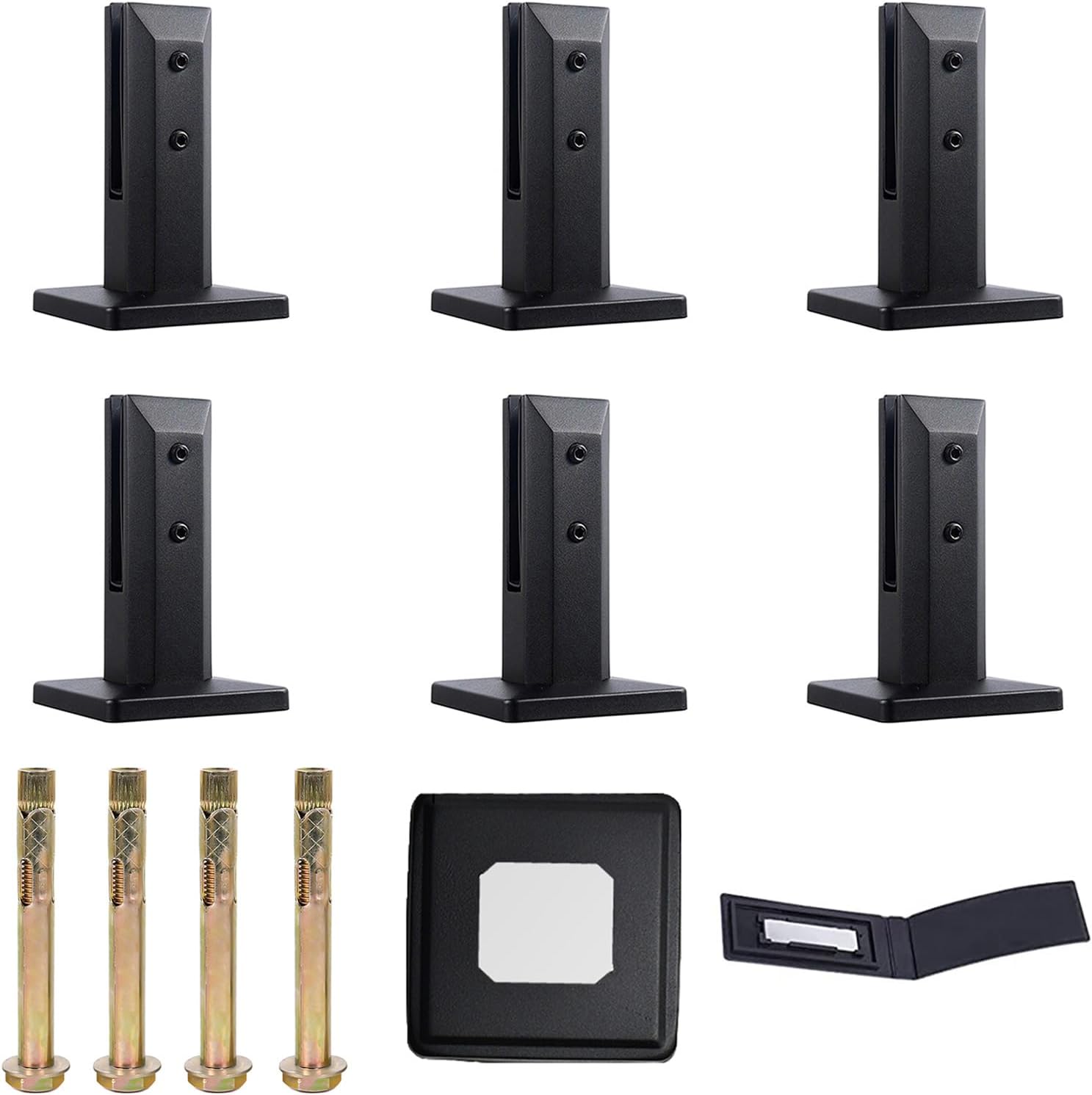 Set of 6 304 Stainless Steel Railing Post Clamps, Swimming Pool Fence Glass Mounting Brackets Garden Stairs Balcony Square Glass Spigots Clamp