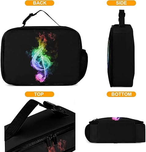 Miniatura 4 de Muishi Coloridas notas musicales reutilizables, lonchera aislada, bolsa enfriadora, lonchera para comida y comida, bolsa de mano para mujeres,