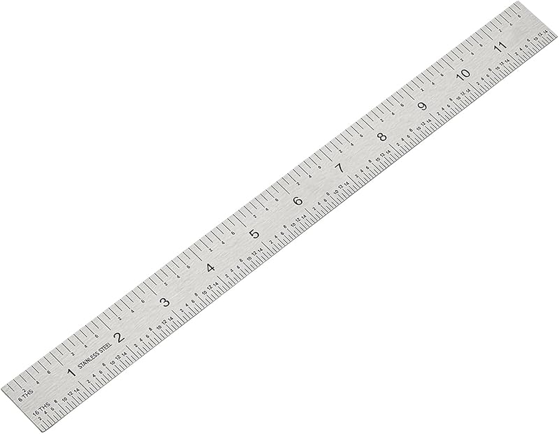 Juego de reglas maquinistas de 12 pulgadas – Paquete de 2 reglas de precisión de doble cara de acero inoxidable con graduaciones de 1/64, 1/32, 1/16 y 1/8 pulgadas, marcas grabadas – para ingenieros, carpintería y bricolaje (2, 12 pulgadas)