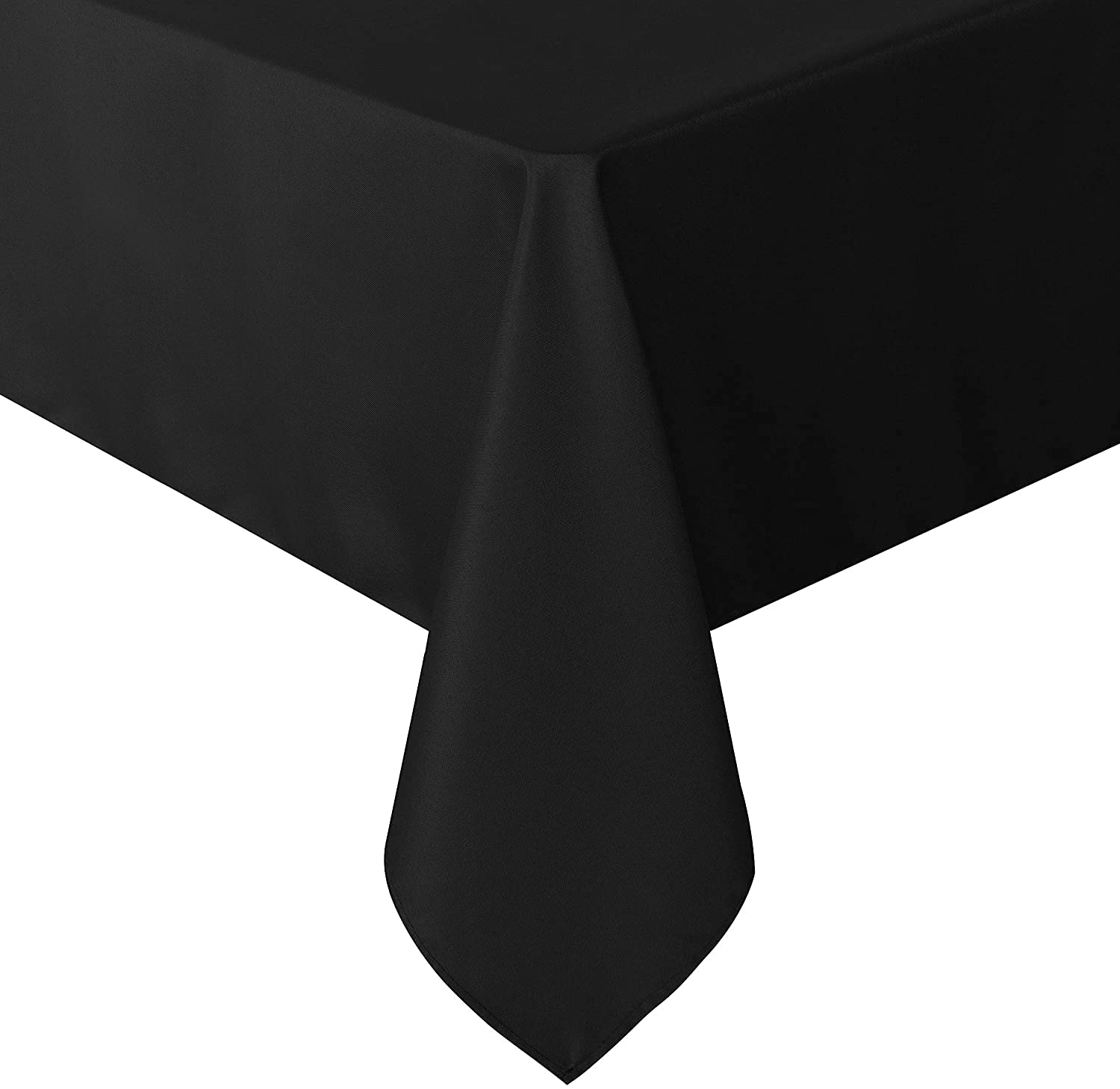ATOOTFUSION Soft Cloth 4 Seater Rectangular Tablecloths Wedding Party Patio Table Covers Event Tablecloth (Black Tablecloth)-image-2