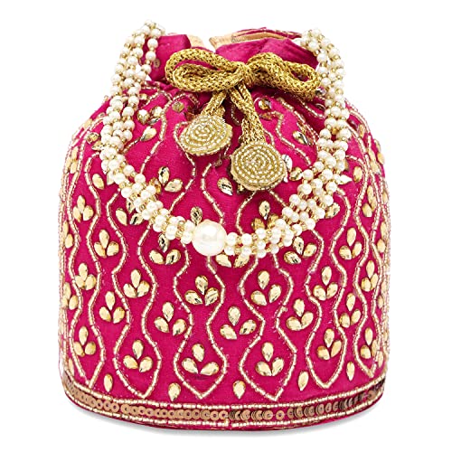 Image of Aheli Potli Bag Gift for Women Handmade Evening Wristlet Handbag Stylish Bridal Purse Fashion Bag
