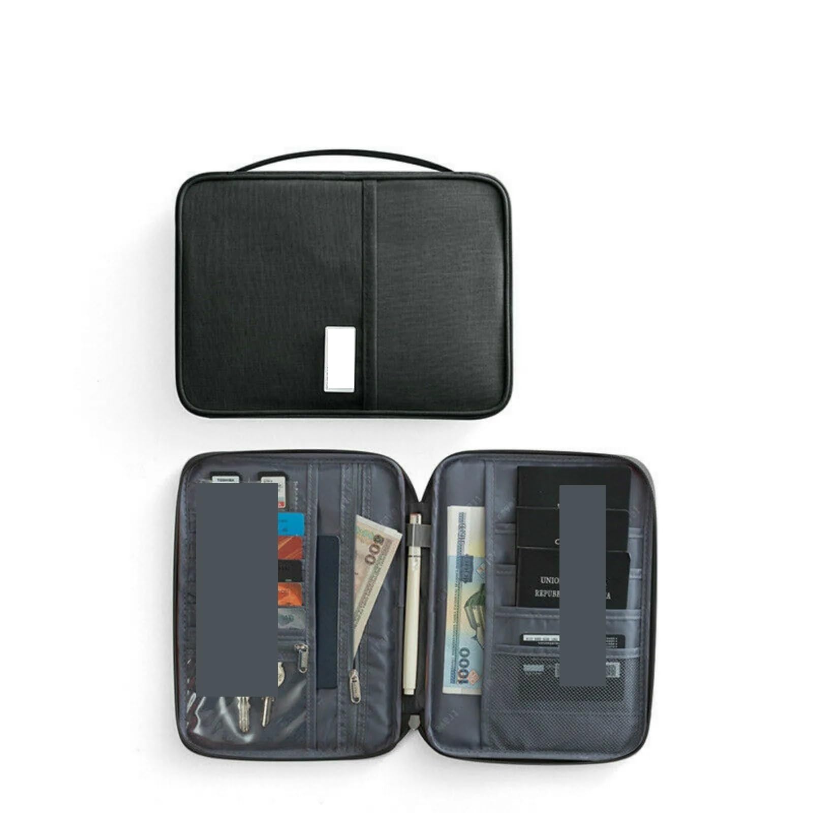 Portafoglio da viaggio Porta passaporto familiare documenti impermeabile creativo Organizer Accessori carte Per Domestico(Black)