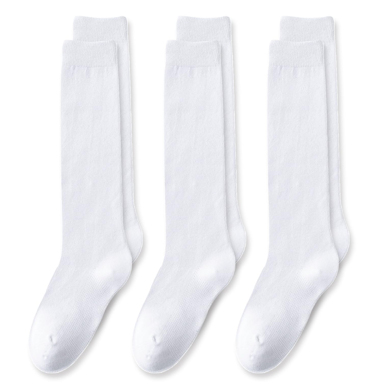 EPEIUS Girls Knee High Socks, Seamless Cotton School Uniform Socks 3-5 Pack