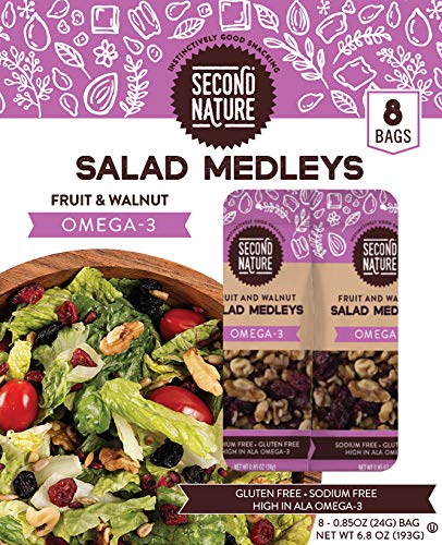 Second Nature Omega-3 Fruit & Walnut Salad Toppings, Salad Medleys Toppers, 8 Count (Pack of 6), 0.85 Ounce