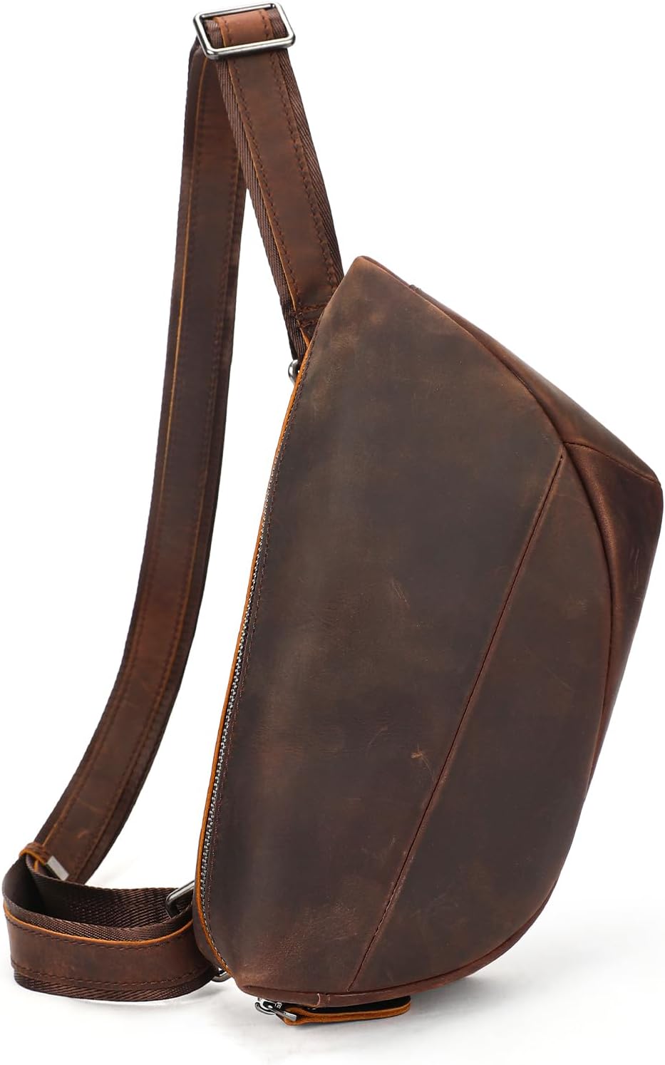 NIUCUNZH Genuine Leather Mens Sling Bag for Women Vintage Crossbody Bags for Hiking Travelling Chest Pack Belt Waist Bags