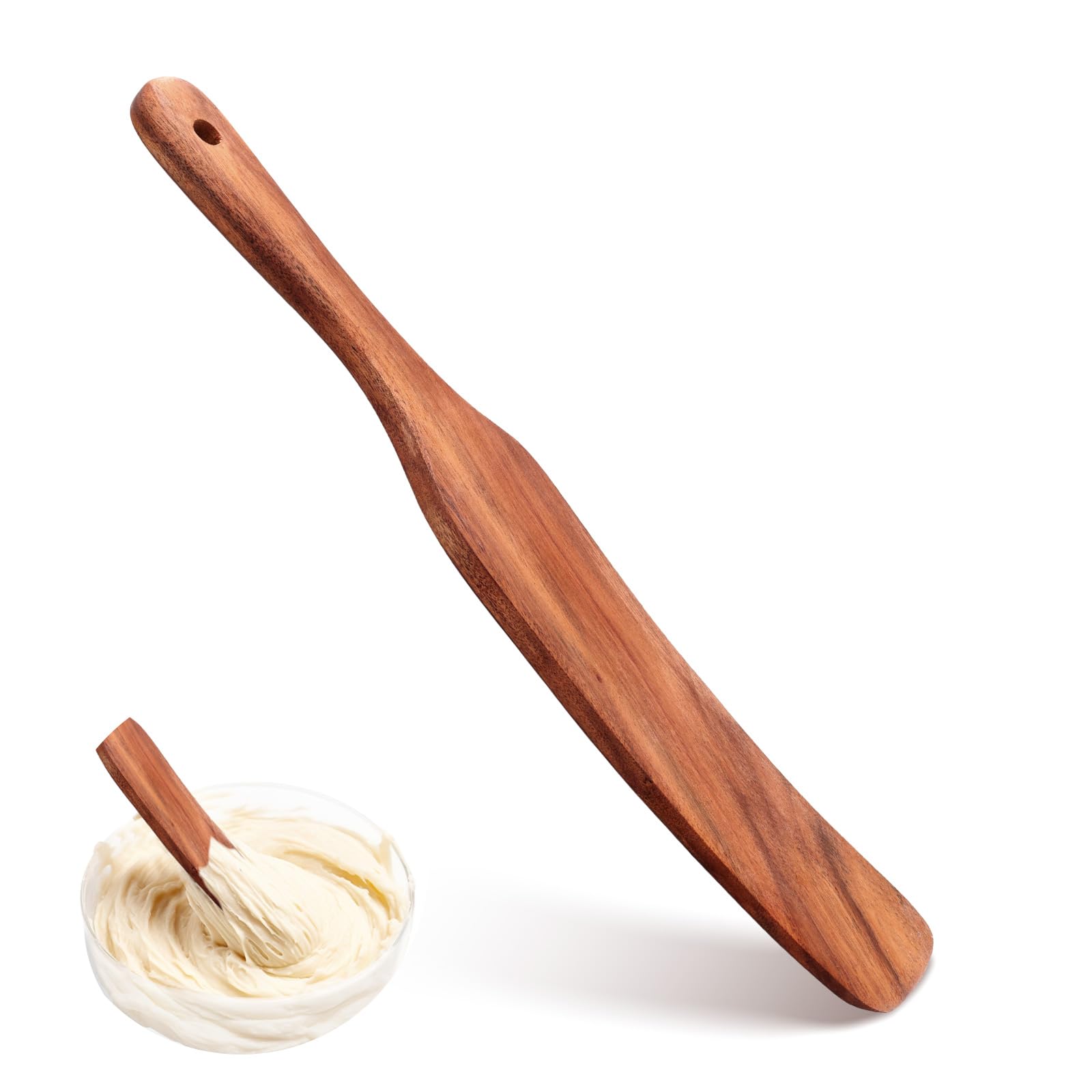 13.7in Wooden Spurtle Spatula Stir Stick with Hanging Hole - Sourdough Mixer Tool & Spreader