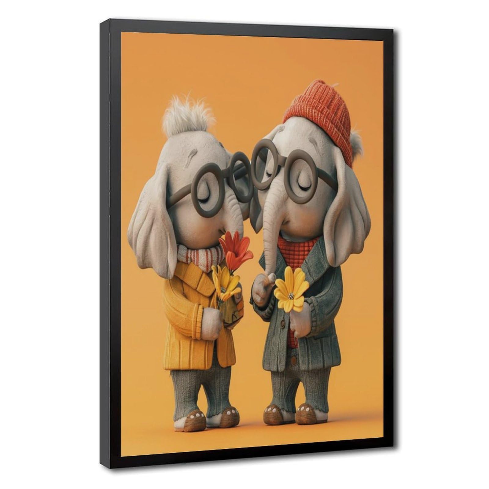 Bareronor Cute Elephant Poster Canvas Poster Bedroom Decor Landscape Office Room Decor Gift 12" L X 18" W