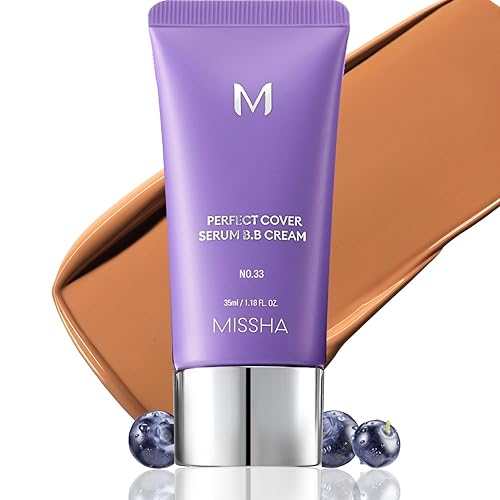 MISSHA M PERFECT COVER SERUM BB CREAM No.33 Tan -Tan con tono cálido, BB Cream de Cardi B Pick, tinte para la piel, crema hidratante con tinte,