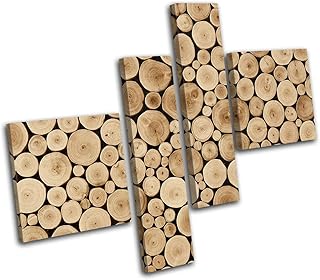 Bold Bloc Design - Teak Wood Log Bark Tree Nature Abstract 90x75cm MULTI Canvas Art Print Box Framed Picture Wall Hanging - Hand Made In The UK - Framed And Ready To Hang 13-4656(00B)-MP02-LO-A