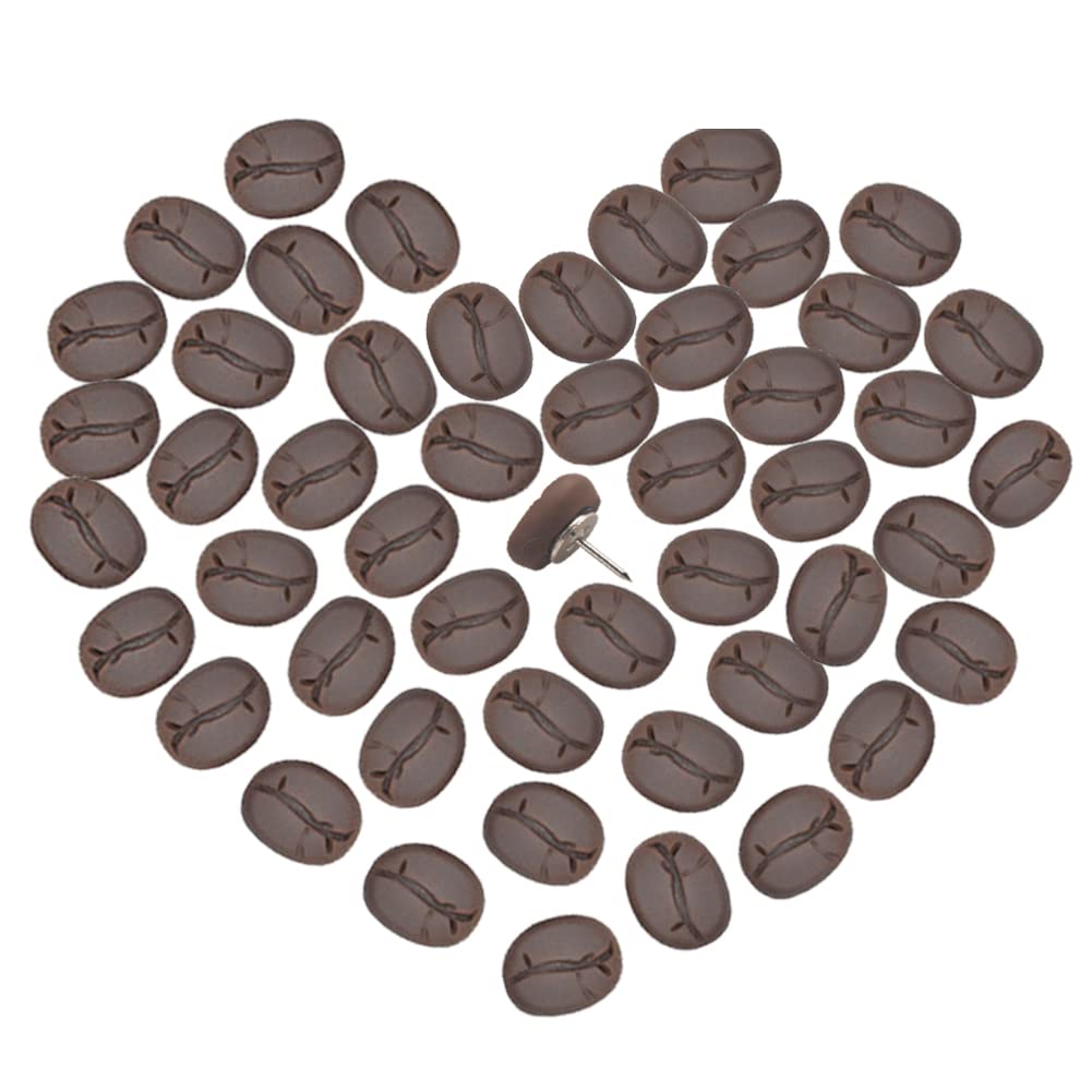 Rurili Mini Resin Coffee Beans Shape Thumbtack Push Pins for Bulletin Board, Map, Cork Board, Walls 30 Pcs