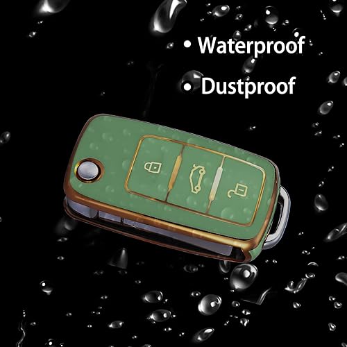 Miniatura 5 de WORCAS Cubierta de llave de TPU suave de 360 grados compatible con VW Jetta Golf Polo MK8 Passat Beetle cubierta de llave, Botón Tpu-3 (blanco)