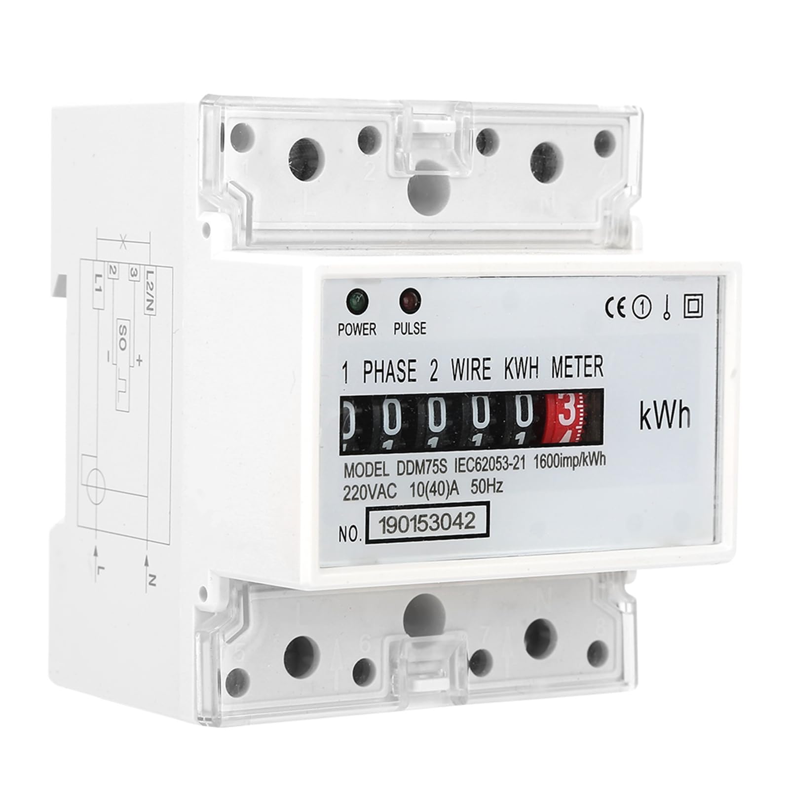 LED Consumo Elettricità Wattmetro Contatore di Energia DDM75S 4P per Uso Residenziale