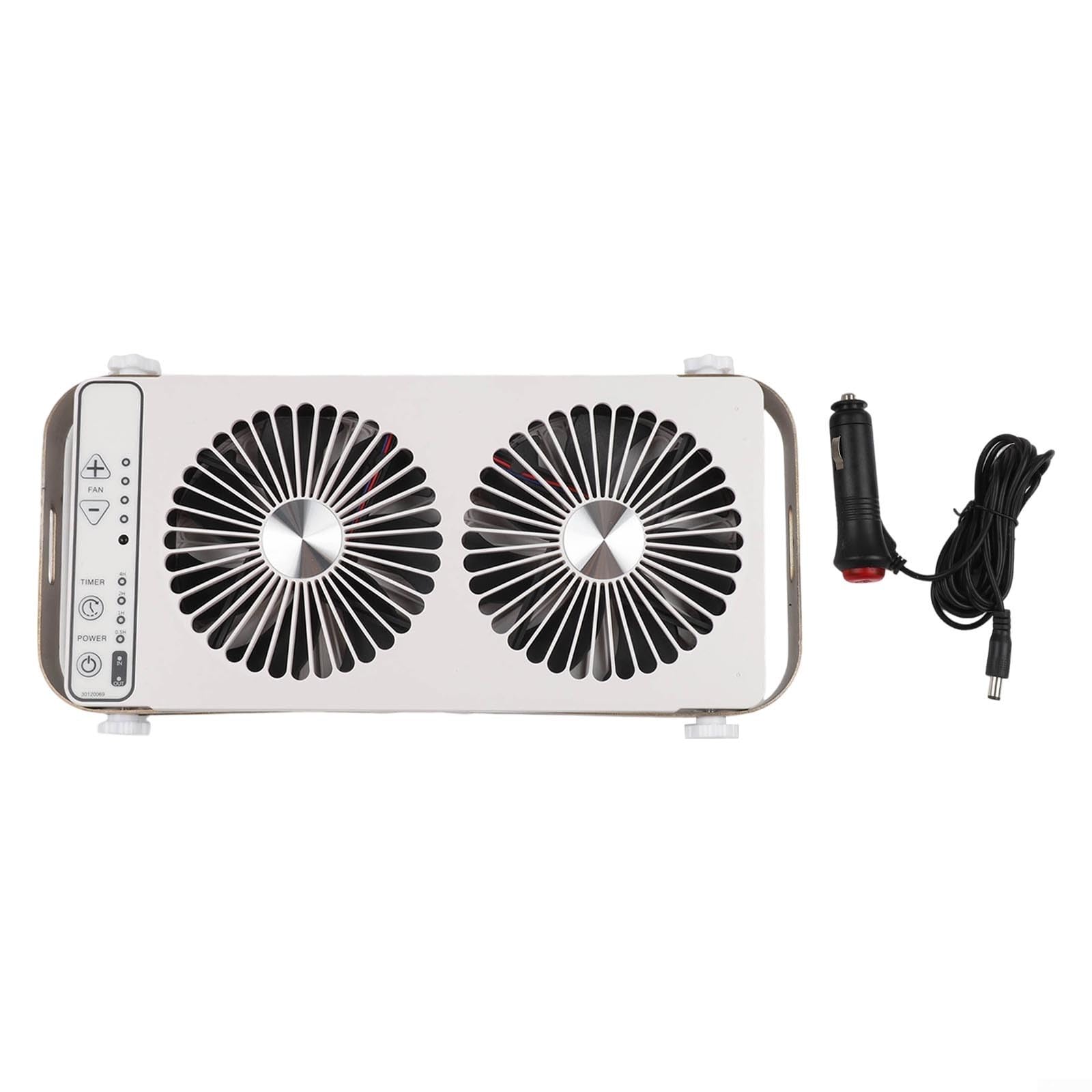 Ventola di ventilazione per lucernario a doppia fila per roulotte 12 V con 4 livelli regolabile pieghevole 37,5-58,9 cm cavo di ventilazione sistema di raffreddamento per camper autobus rimorchio