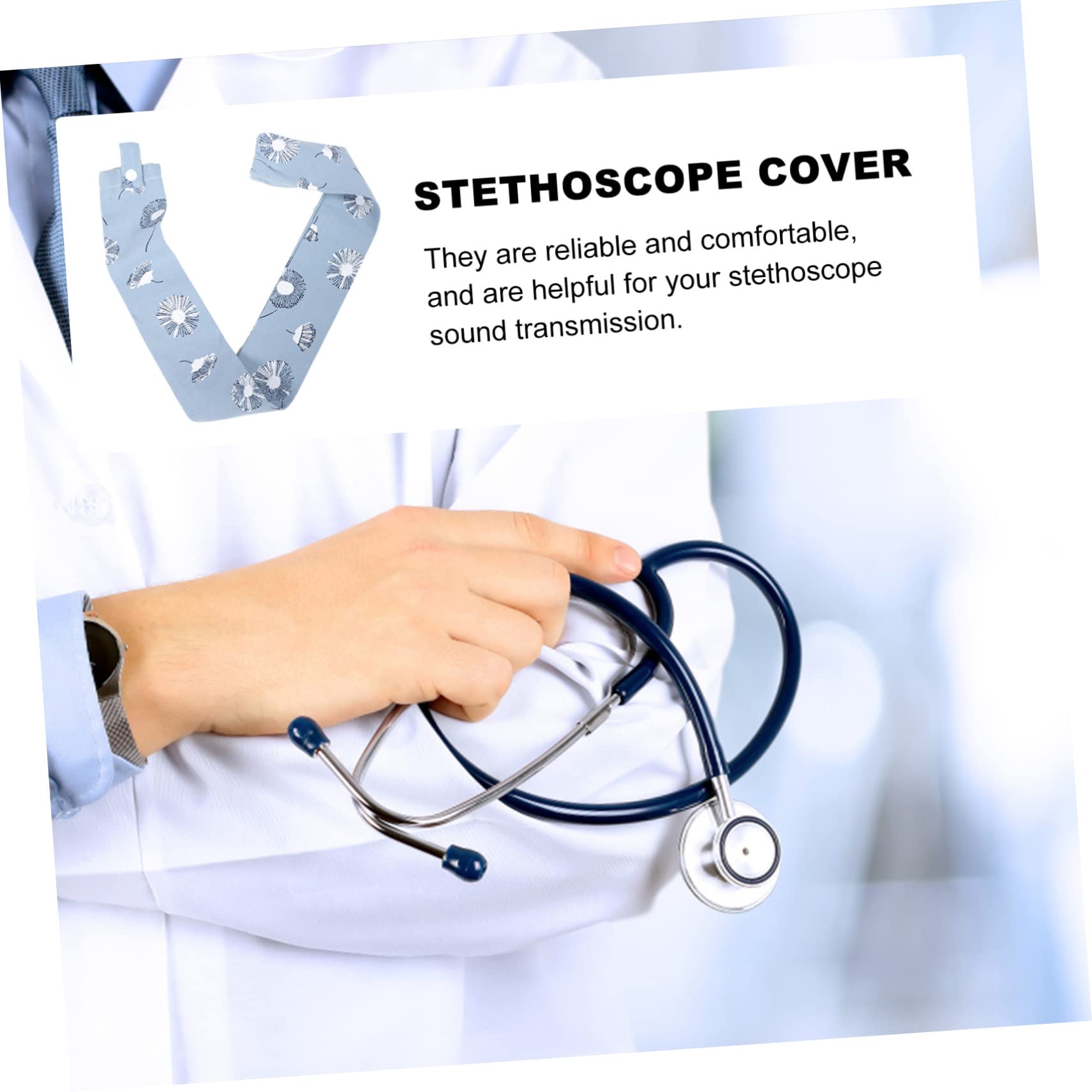 Ciieeo 5 Piezas Cubiertas de Estetoscopio de Algodón para Médicos y Enfermeras Accesorios para Hospital Protección y Limpieza Compatible con Estetoscopios de Campana Desmontable