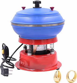 Vibrating Tumbler Vibratory Polisher, Jewelry Vibration Polishing Machine with Rubber Barrel, Electric Rock Tumbler for Rings Necklaces Metal Parts Finishing