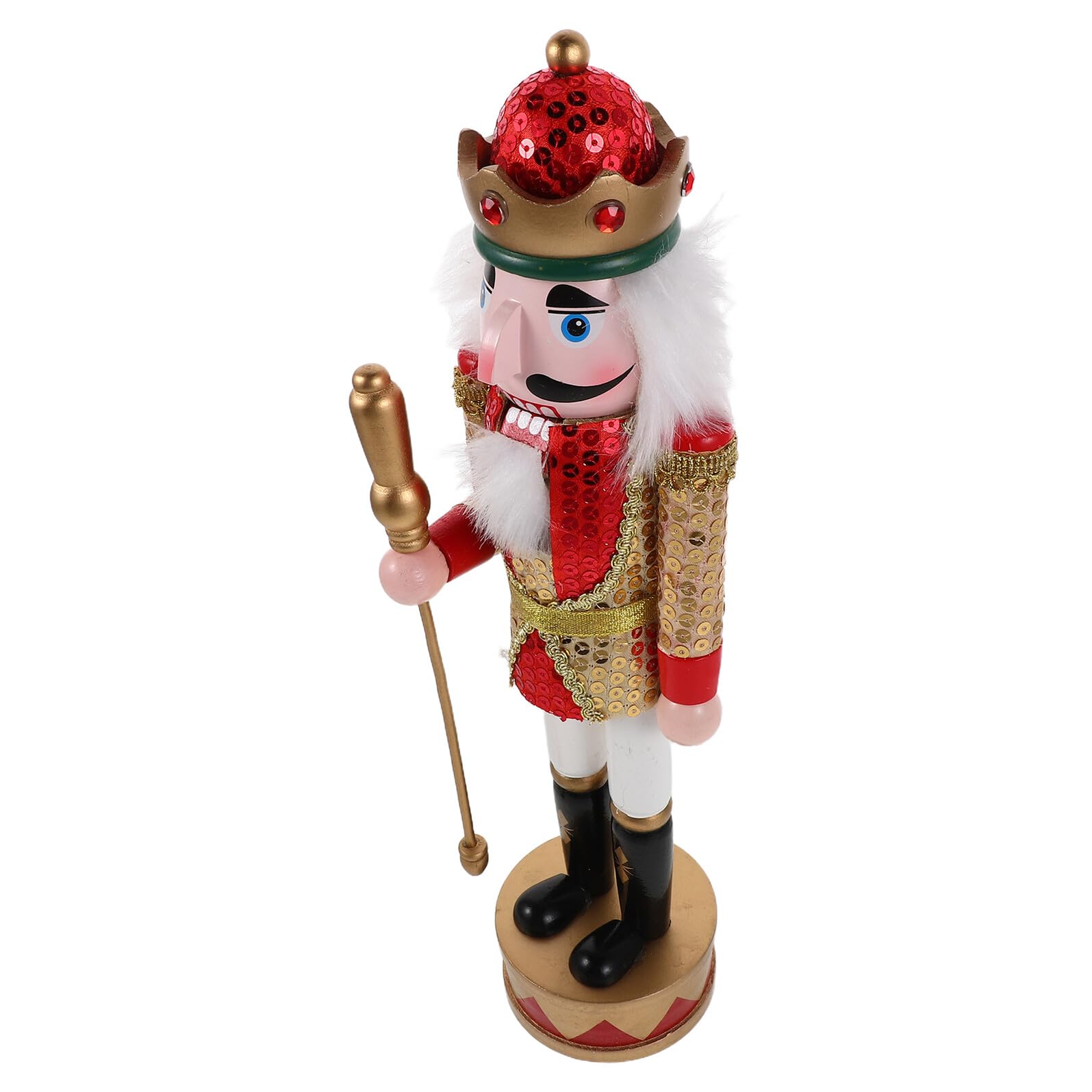 BESPORTBLE Holz Nussknacker Figur Rot Glitzer Pailletten Nussknacker Soldat Weihnachtsbaum Dekoration Tisch Ornament Weihnachts Sammlerstück