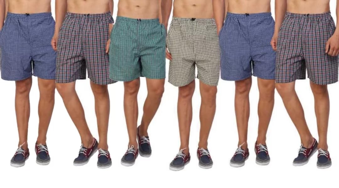 awala fashion | Men’s Regular Fit 100% Cotton Casual Lounge Shorts | Dual Pocket Sleep Shorts Pack of 6 (Multicolour) (XX-Large)-picture-16