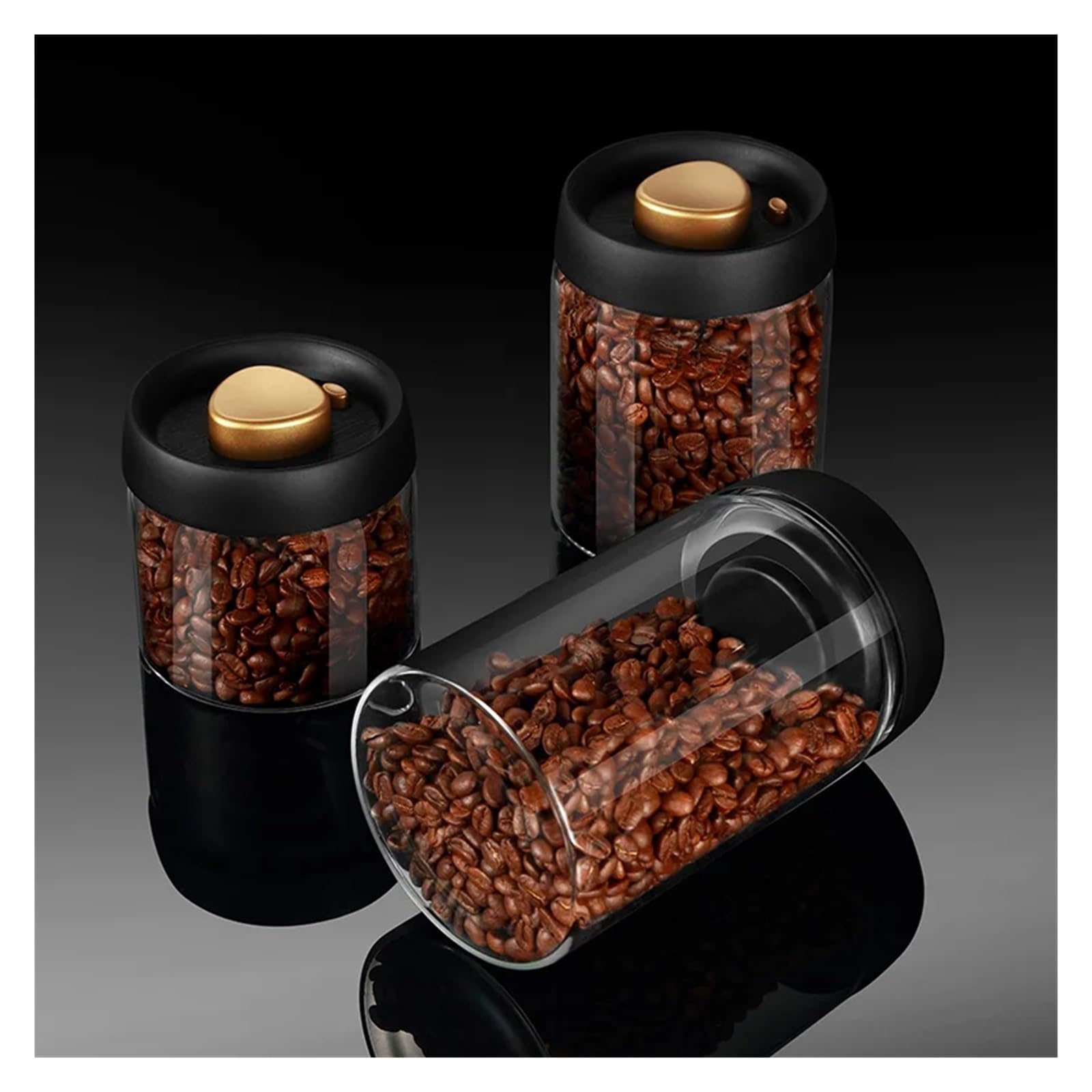 Transparente Glas Lebensmittel Lagerung Gläser Vakuum Versiegelt Tank Luft Extraktion Luftdichten Behälter Kaffee Bohnen Haushalt für Kaffeebohnen, Zucker(500ML)