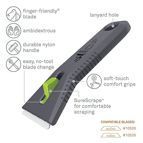 Miniatura 2 de 10593-CS Rascador de utilidad retráctil, hoja de cerámica de bloqueo, libre de óxido, apto para los dedos, agarre cómodo suave al tacto que reduce