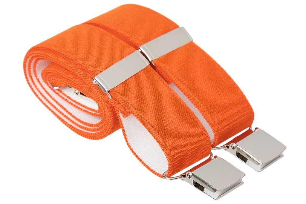 Gs Braces Men's Orange Heavy Duty Trouser Braces 35Mm Wide 4 Heavy Duty Strong Silver Clips 44 Inch Adjustable