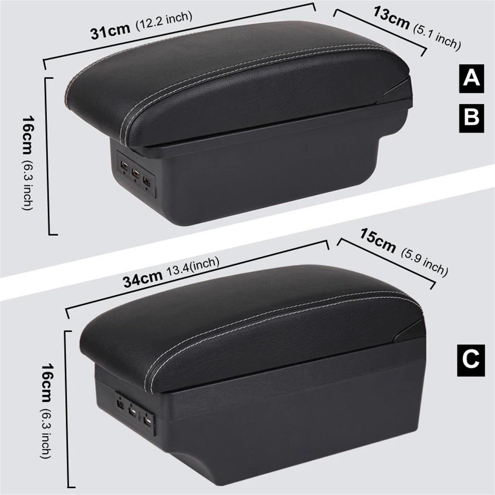 Scatola Bracciolo Con Supporto Multifunzionale Cuscino In PU Accessori Per La Modifica Degli Interni Dell'auto Per Almera Per Versa Consolle centrale(C Black line 7usB)