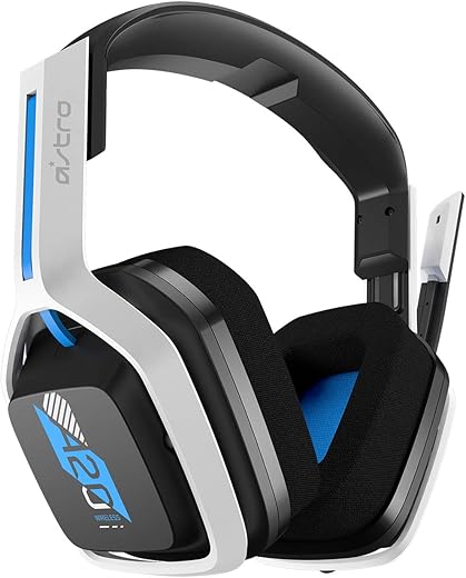 ASTRO Gaming A20 Wireless Headset Gen 2 for PlayStation 5/4, PC & Mac - White/Blue, Wireless Gaming Headset with Microphone