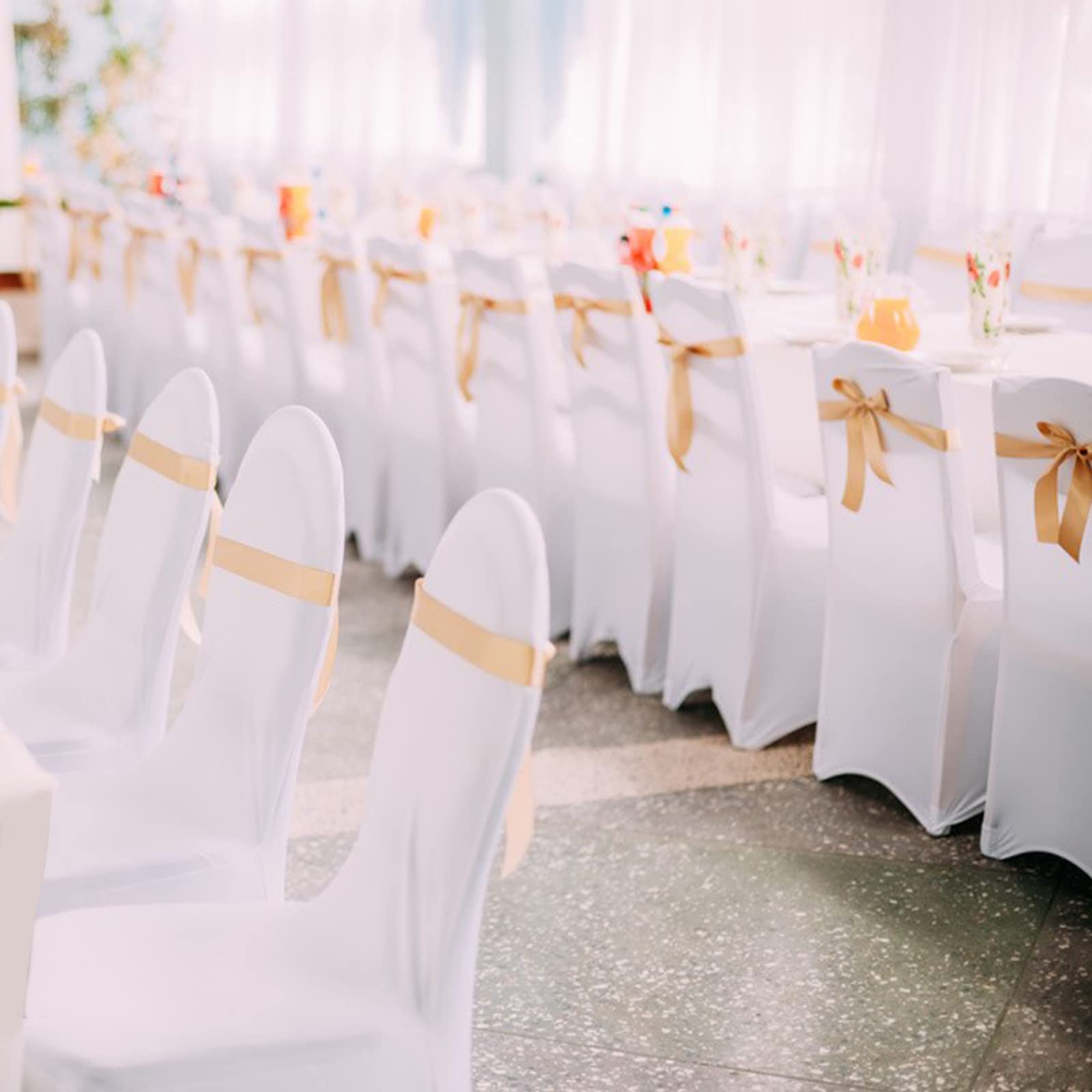 UISEBRT 50pcs Stuhlhussen Stretch Set - Weiß Stuhlbezug Elastisch Stühle Schutz Abnehmbarer Waschbarer Universal Chair Cover für Büro Hotel Esszimmer Bankett Hochzeit Party Deko(50 Stück)