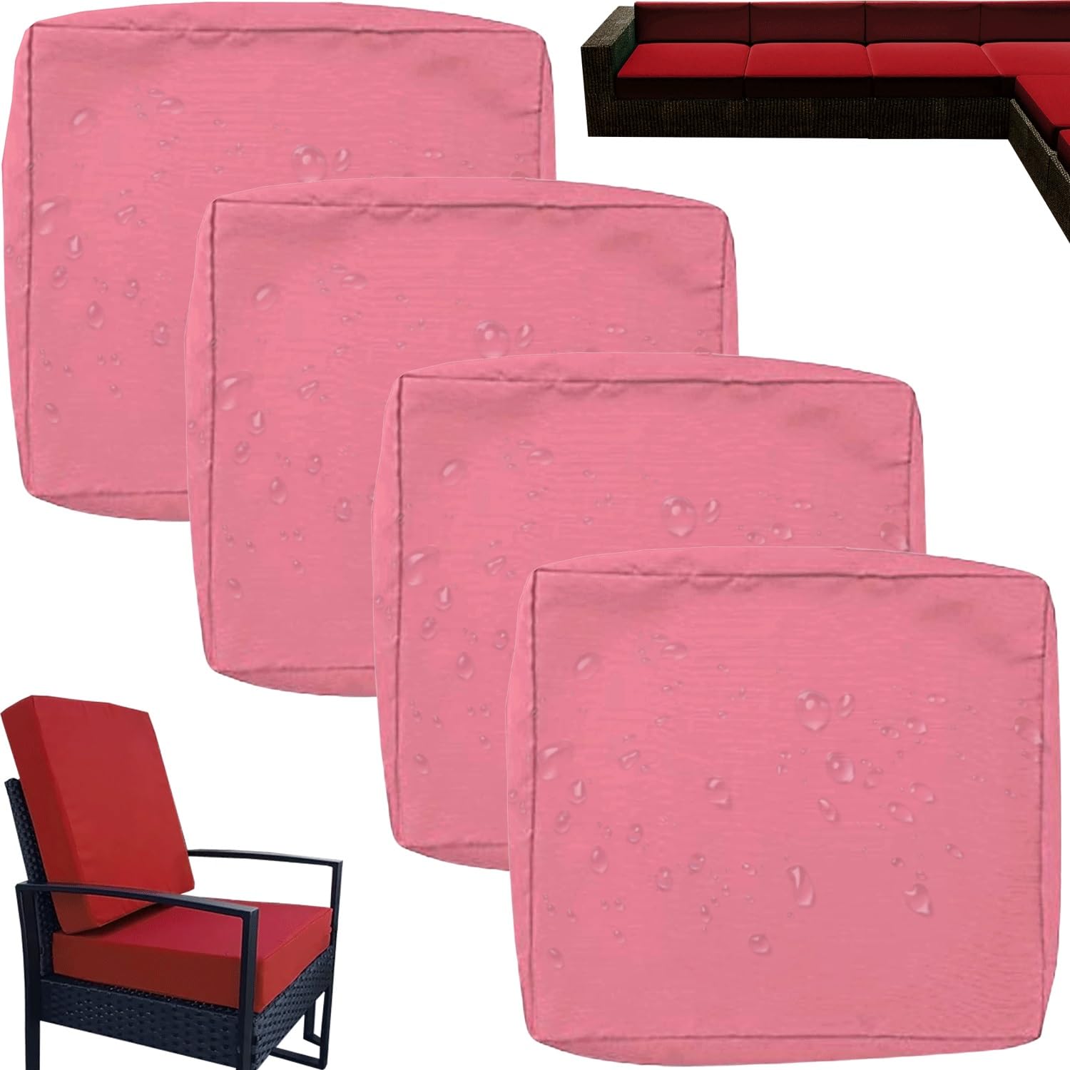 HKJGNH Outdoor Patio Cushion Covers 50x50 60x60cm Waterproof Garden Sofa Seat Cushion Slipcovers with Zipper Furniture Protectors Covers for Indoor Outdoor Couch Rattan Furnitur(J13,4PCS_50X55X10CM)