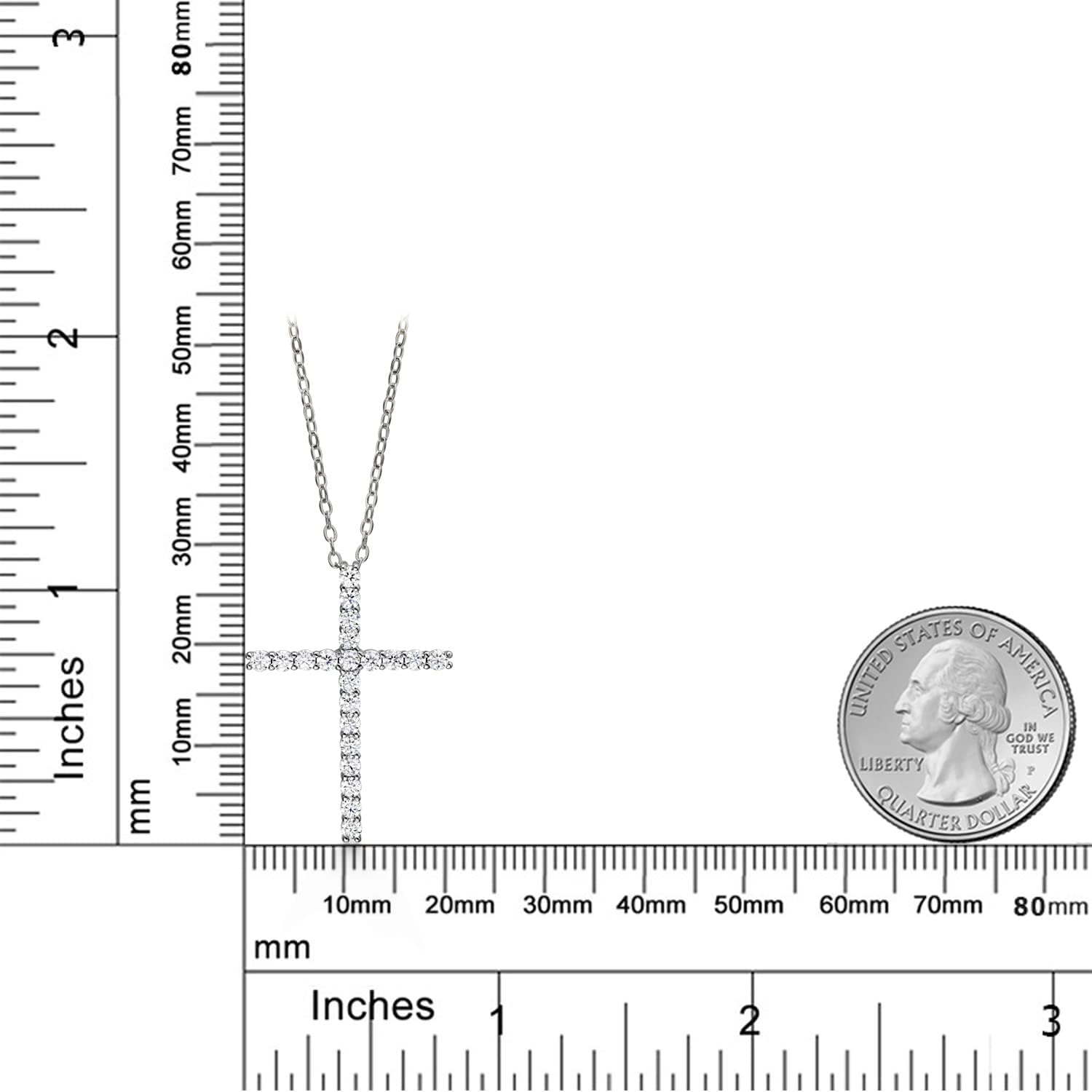 Gem Stone King Moissanite Cross Necklace | 0.17 Cttw | 17X12MM | Jesus Christian Religious Crucifix Jewelry Pendant Necklace for Women | with 18 Inch Chain - Image 3