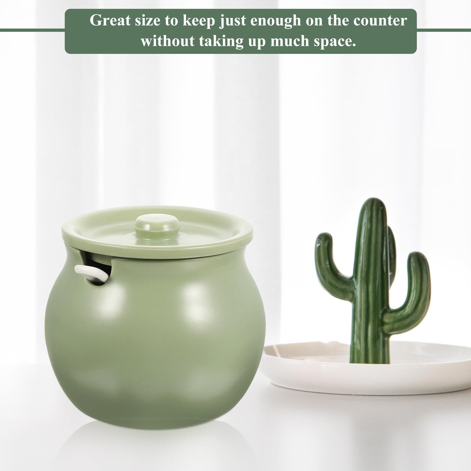 Contenitore in Ceramica per Olio Piccante con Coperchio Rimovibile e Cucchiaio, Capacità Grande, Resistente e Antipolvere, per Cucina e Buffet