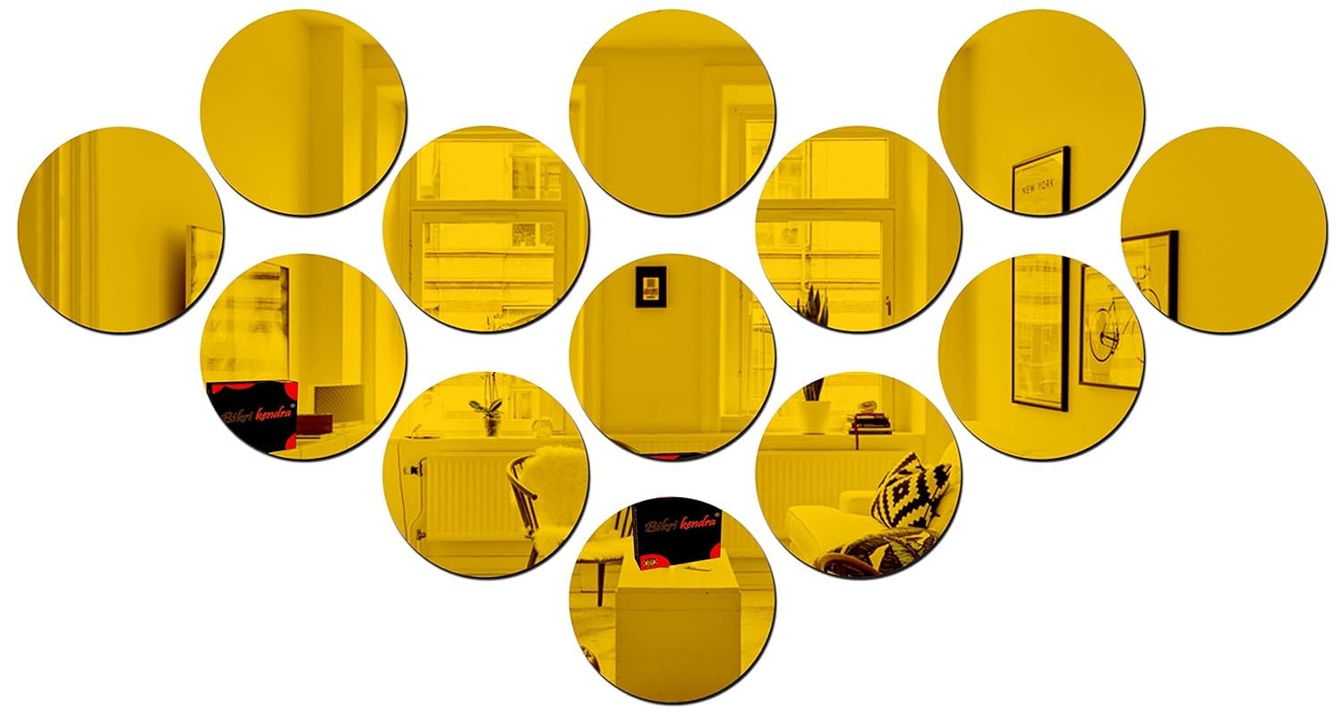 Chote Mote Seller - Circle Mirror Stickers for Wall, Acrylic Mirror Wall Decor Sticker, Wall Mirror Stickers, Acrylic Stickers, Wall Stickers for Hall Room, Bed Room, Kitchen. (golden, 40) (B0D6B26SZL) Amazon Price History, Amazon Price Tracker