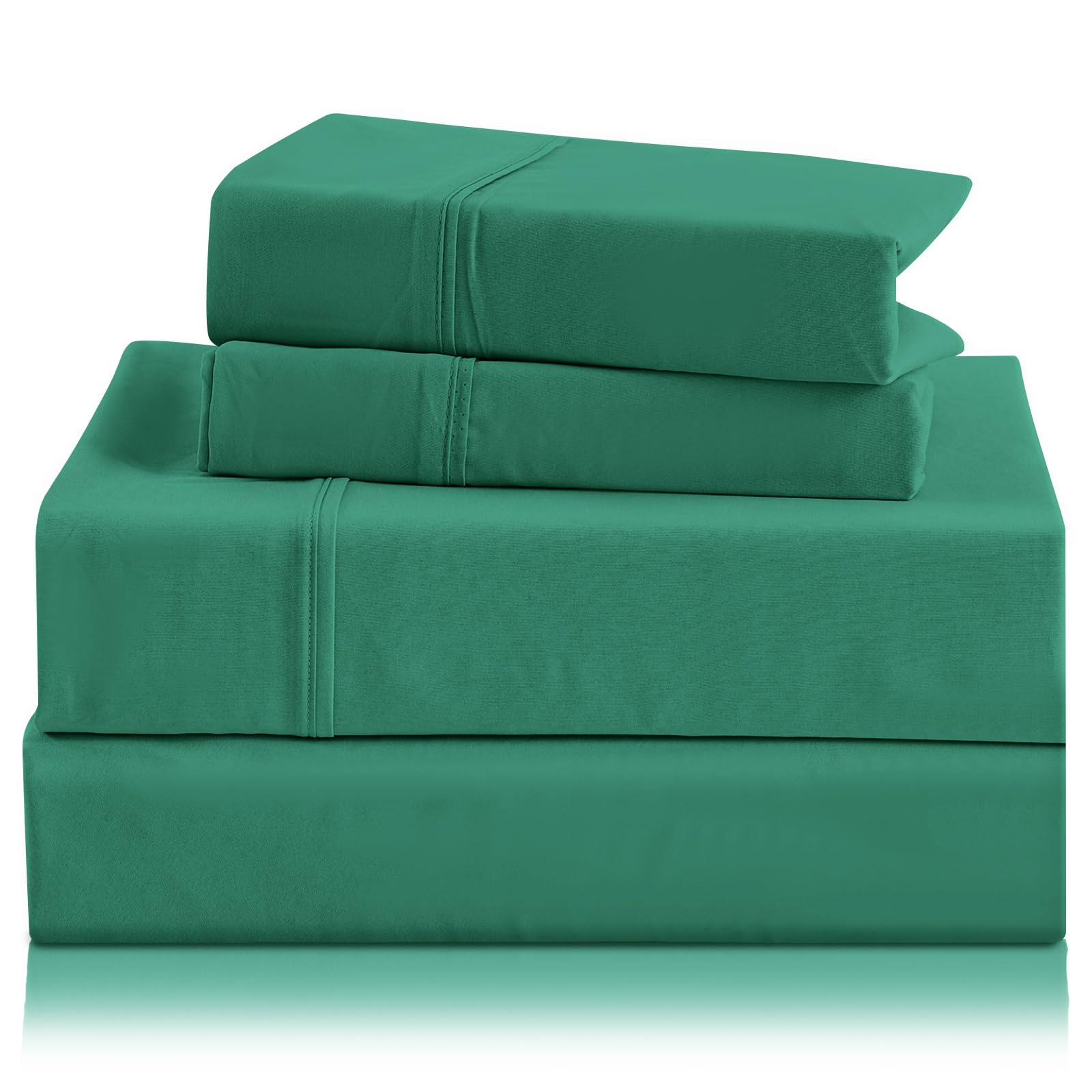 CozySmile Silky Soft Queen Size Sheet Set - Luxury 4 Piece Breathable Cooling Sheets for Queen Size Bed, 16" Deep Pocket Easy Care Wrinkle Free Bedding Sheet and Pillowcase Set, Dark Green Dark Green Queen(4 Pcs)
