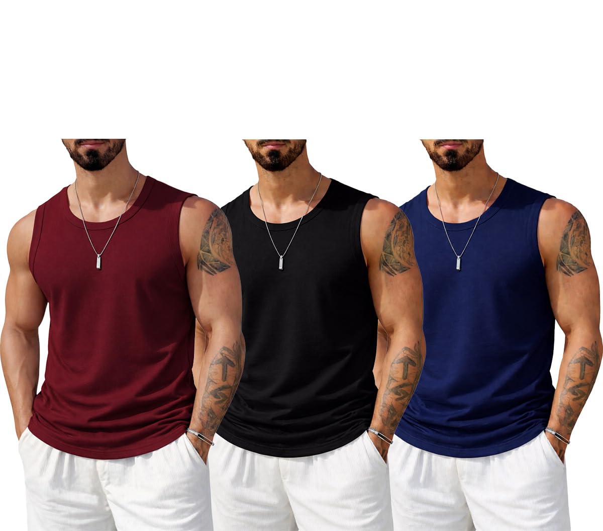 veirdo Men’s Sleeveless Cotton T-Shirt, Solid Plain Sando for Beach Wear, Gym Workouts, Cycling & Sports Activity, Comfortable Fabric- Sizes S to 2XL (Pack of 3)-picture-28