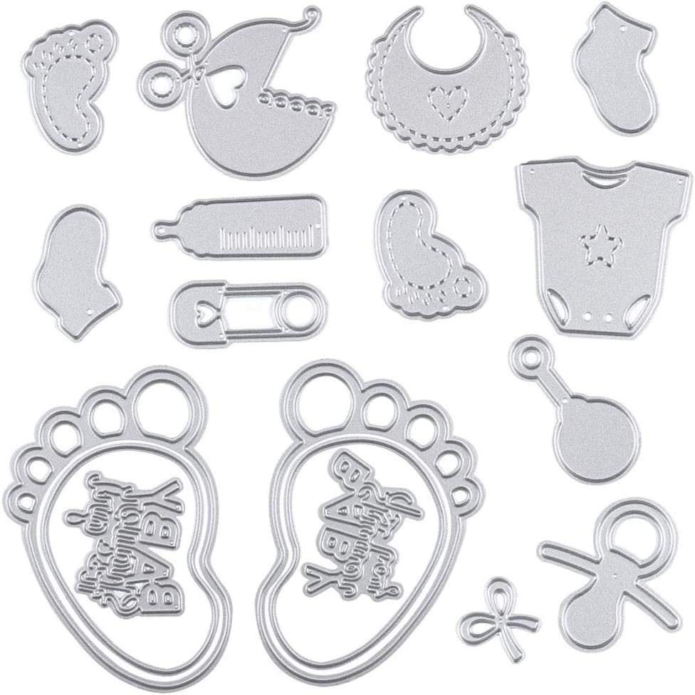 Baby Shower Cutting Die Baby Products Die Cuts for Card Making Cute Infant Foot Dies for Baby Shower Decoupage DIY Scrapbooking Photo Album Card Craft Birthday Decor Stencil Template Tool
