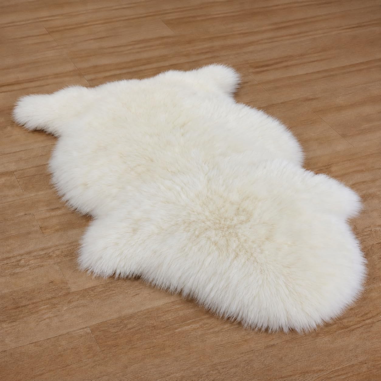 Woolous Genuine Sheepskin Rug, 2x3 ft Natural Lambskin, Ivory White