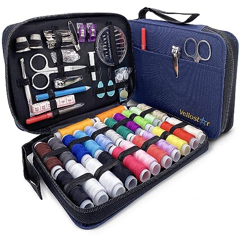 Easy to Use Navy Blue Sewing Kit for Adults and Kids - Needle and Thread Kit with Sewing Supplies and Accessories for Fixing Buttons & Small Repairs, Basic Travel Mending Set for Beginners