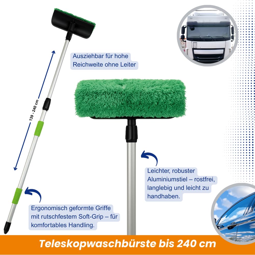 Richter Chemie Bootsreiniger Set XL – 5L Boot & Yacht Reiniger Konzentrat | inkl. Teleskop Waschbürste 240 cm, Drucksprüher, Mikrofasertuch & Schwamm, Außenreinigung für Boot, Yacht, Jetski, Wohnboot