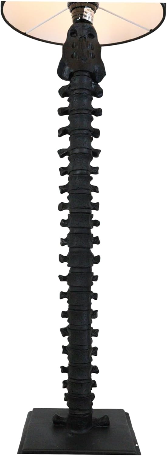 Ebros Gift Large Gothic Ossuary Black Vertebrae Back Bones Spine Skeleton Human Anatomy Table Lamp with Black Shade 36" Tall Macabre Lighting Accent Home Decor