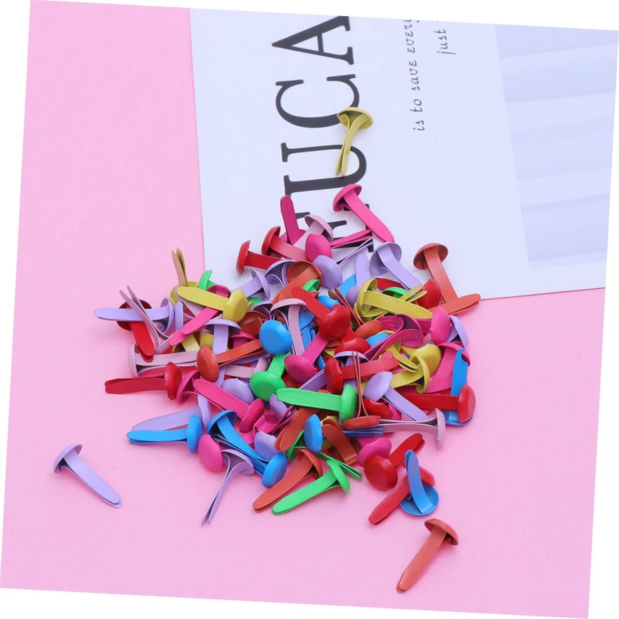 HOODANCOS 300pcs Double Foot Nails Pins for Crafting Metal Craft Brads for Scrapbooking DIY Projects