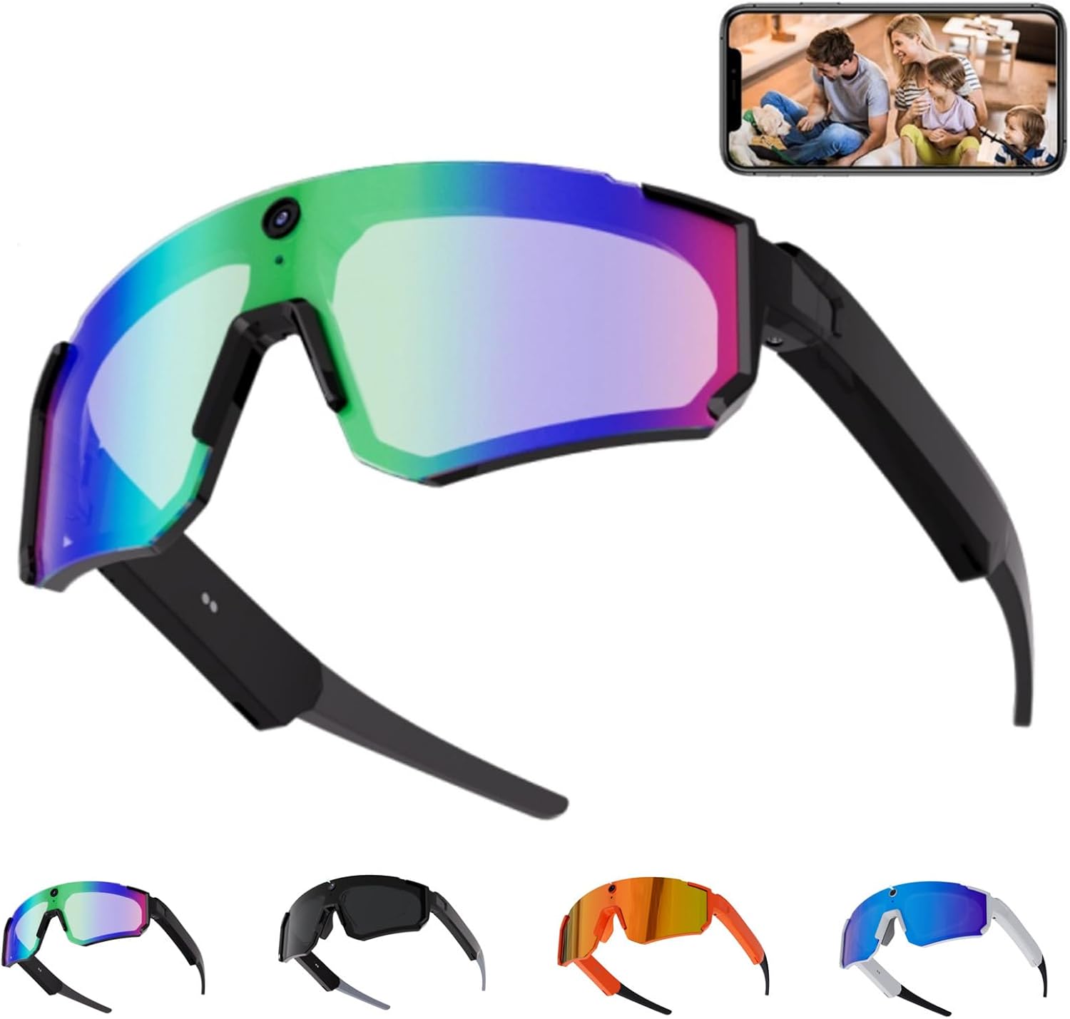 AI Smart Glasses with Camera 4K, 8MP HD Video Recording Glasses with Camera, Built-in Storage(No SD Card Needed), Wearable Tech Bluetooth Sunglasses for Outdoor Sports Cycling/Skiing/Baseball (Blue)