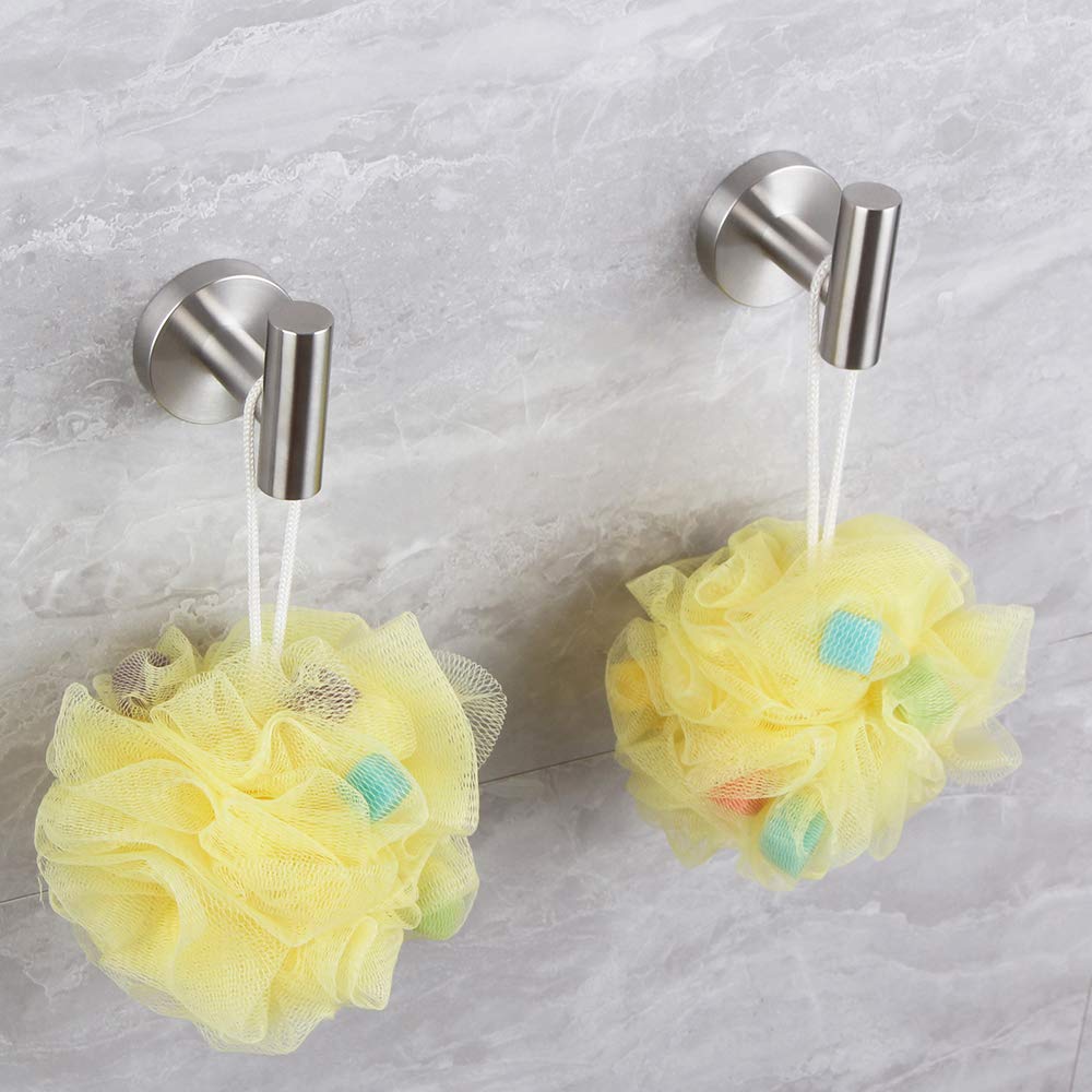 Lot de 2 crochets pour porte-serviettes en acier inoxydable brossé pour salle de bain, garage, hôtel, armoire, armoire, peignoir, crochet mural rond pour cuisine robuste