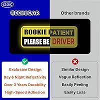 Vista 5 de GEEKBEAR Rookie Driver - Imán para automóvil (paquete de 3), forma rectangular, 8.7 x 3.6 pulgadas (amarillo/negro)