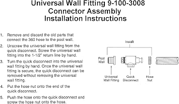 ATIE 360 Pool Cleaner UWF Connector Assembly 9-100-3008 with Quick Disconnect 9-100-3006, Wall Fitting 6-550-00, Filter Screen 6-504-00, Pressure Relief Valve 9-100-3009 for Polaris 360 Pool Cleaner