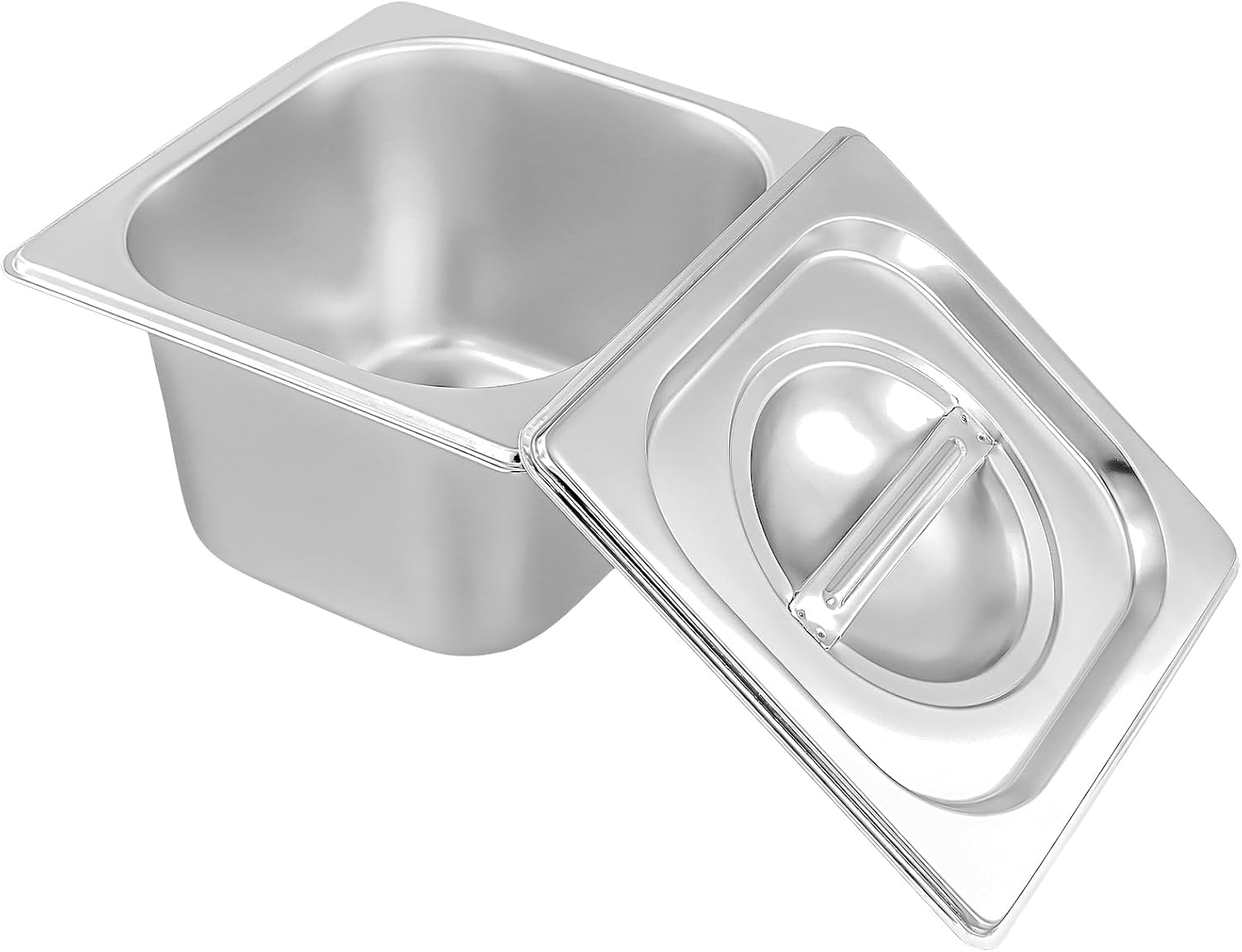 5 Pack 1/6 Size Anti-Jam Hotel Pans, 4 Inch Deep Stainless Steel Hotel Pans with Lid, Catering Storage Steam Pan for Home, Restaurant, Buffet - Image 3