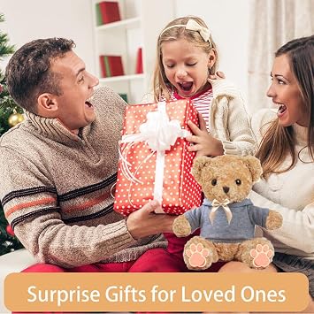 Personalised Teddy Bear for Her Him, Brown Bear Stuffed Plush Toys with Text+Photo, Personalised Gifts Bear with Bow as Gifts for Christmas Valentines Day Birthday (12 inch-Text+Photo)