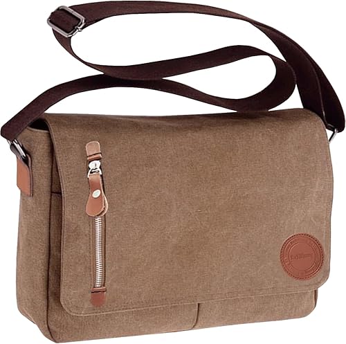 Bolsa tipo mensajero de lona para hombres y mujeres, bolso cruzado vintage, bolso pequeño para laptop de 13 a 13.6 pulgadas