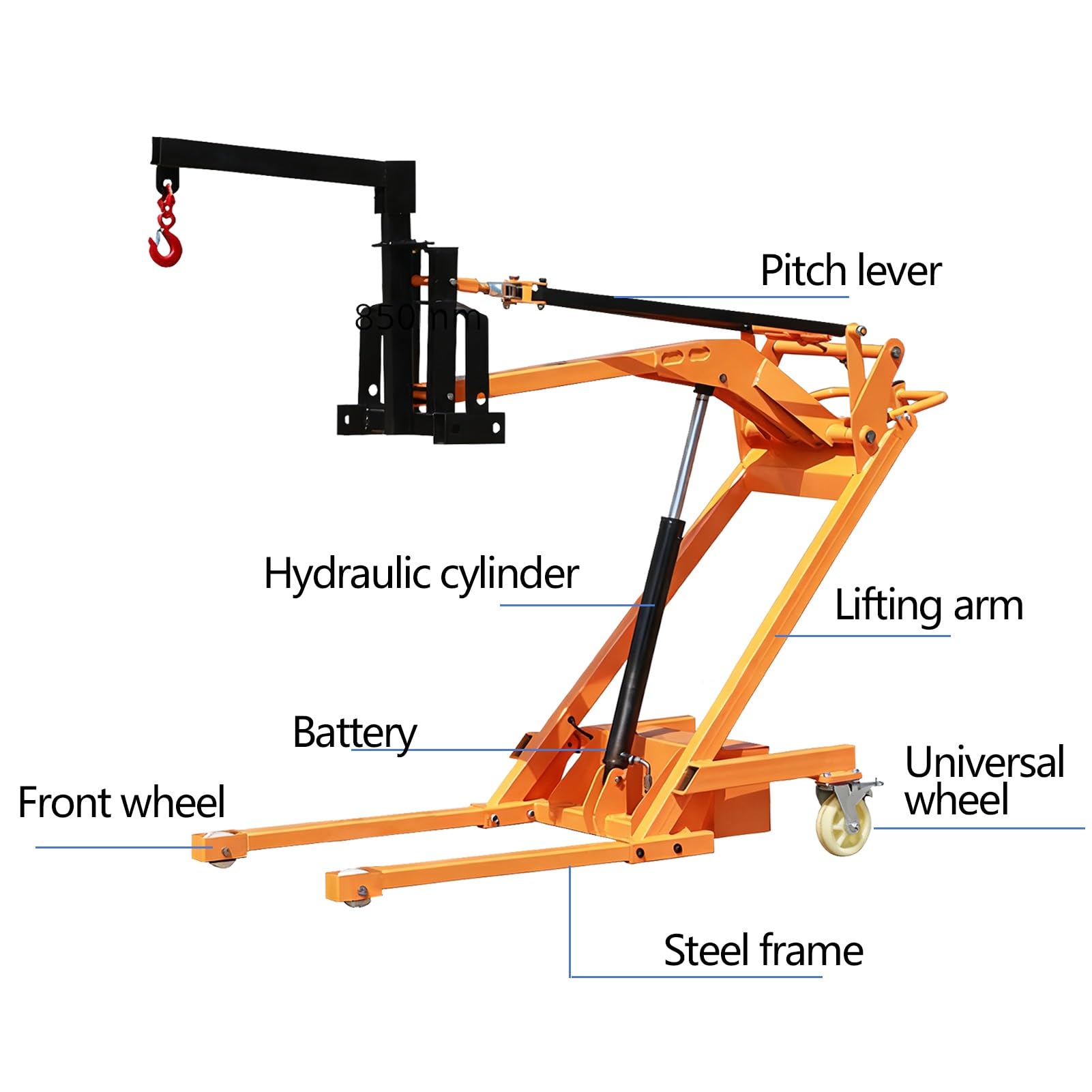 Transpallet elettrico telescopico, maneggevole idraulico pieghevole con capacità di 499 kg per il sollevamento di materiali in fabbrica e supermercato