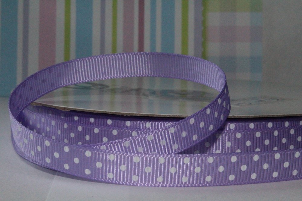 Wrappings And Bows Blue,Lavender Polka Dot Grosgrain Ribbon 10Mm X 25M Reel Lavender