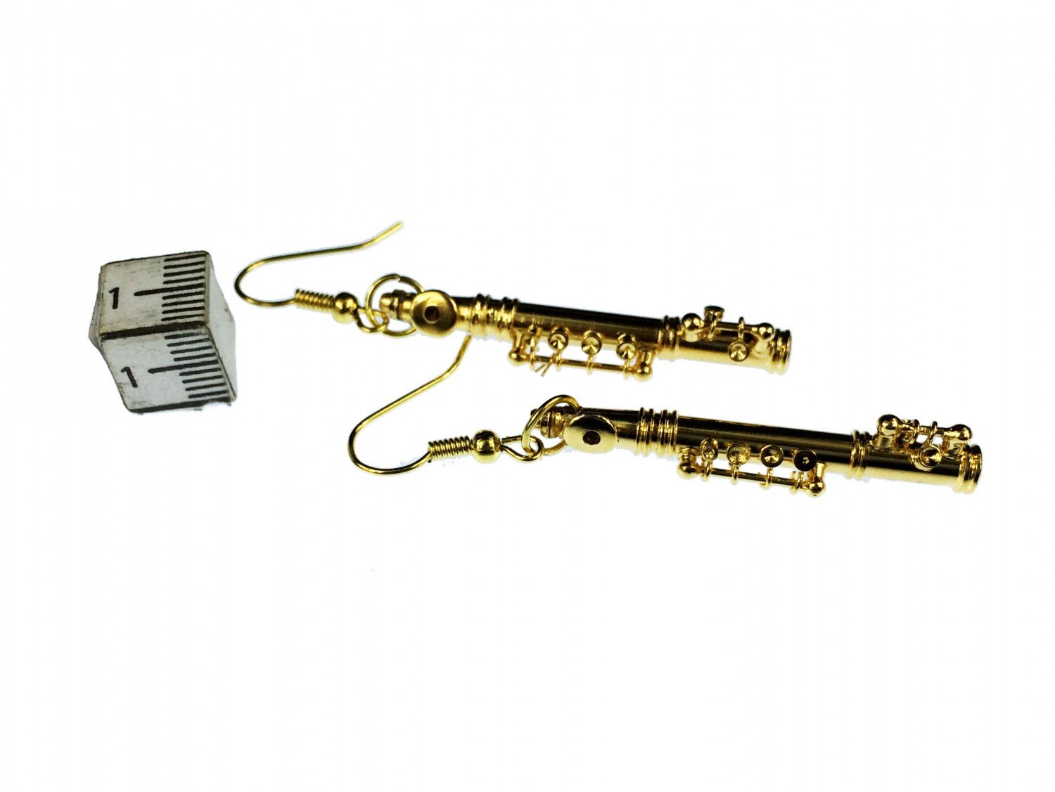 Miniblings Querflöte Ohrringe Flöte Flötistin Musik Orchester vergoldet Box | Aus eigener Herstellung in Berlin, sorgfältig von Hand montiert