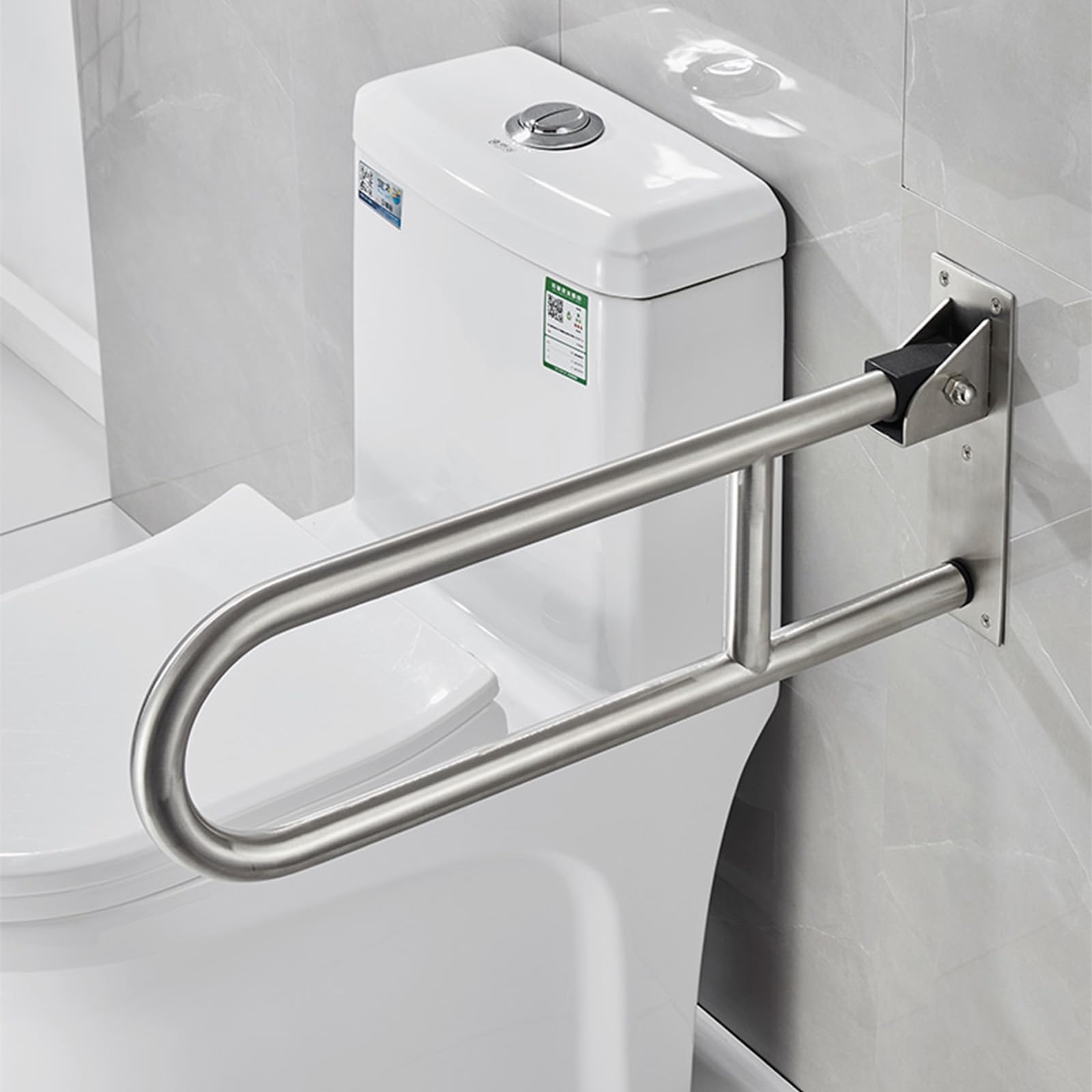 Barra Para WC, Antideslizantes Resistentes Manija de Soporte para Inodoro | Antideslizante Barra Abatible Para Inodoro, Minusválidos WC, Barra Baño Minusválido Carga hasta 120 kg (264 lb) (Blanco)